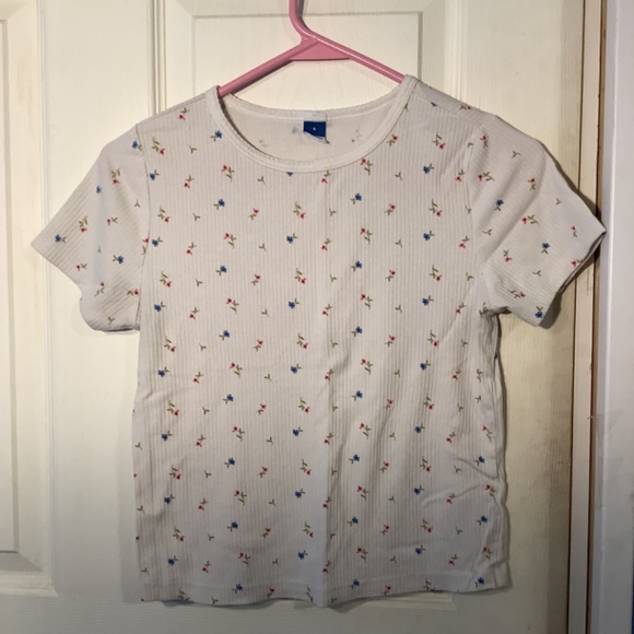 Women’s Old Navy Crop Top White with Flowers Size S - Picture 5 of 16